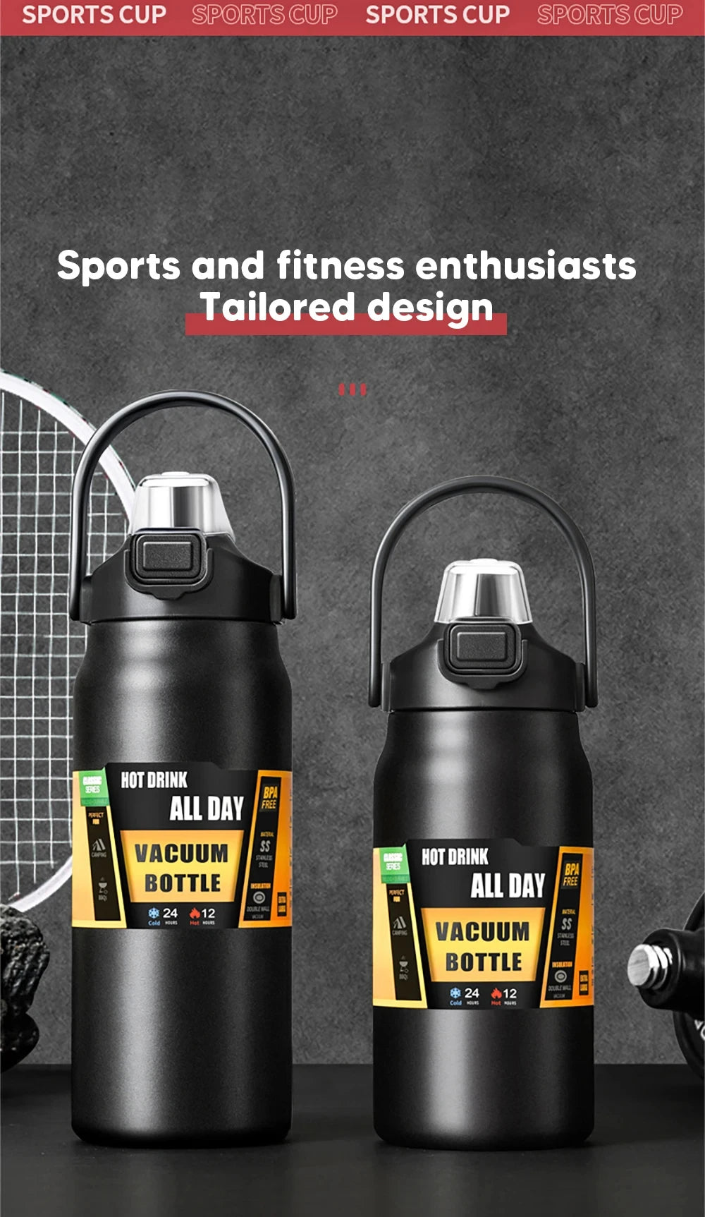 1.5L Tumbler Large Capacity Thermo Bottle With Straw Stainless Steel Thermal Water Bottle Cold and Hot Thermo Cup Vacuum Flasks