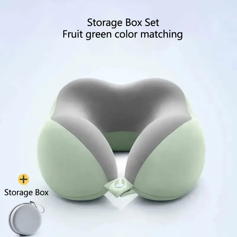 A set of ergonomic U-shaped travel pillows with storage bags - slow rebound neck support for airplanes, offices, and cars - mach