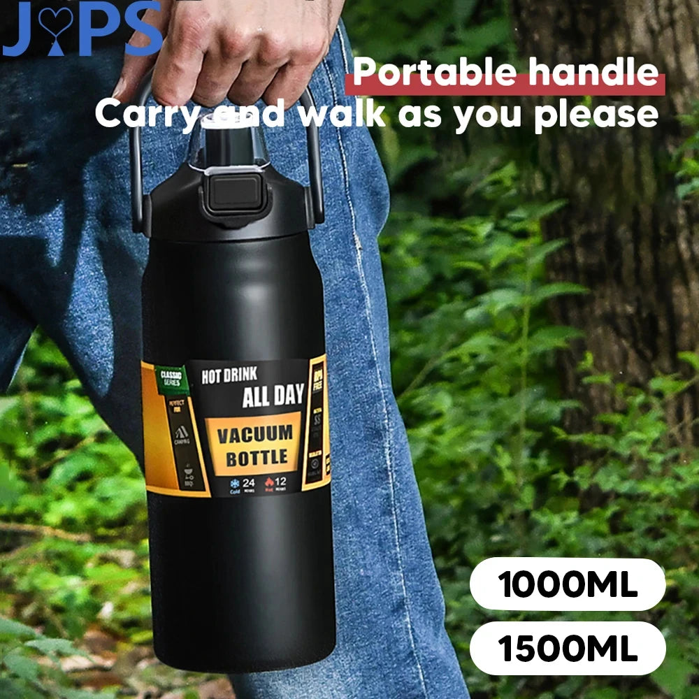 1.5L Tumbler Large Capacity Thermo Bottle With Straw Stainless Steel Thermal Water Bottle Cold and Hot Thermo Cup Vacuum Flasks