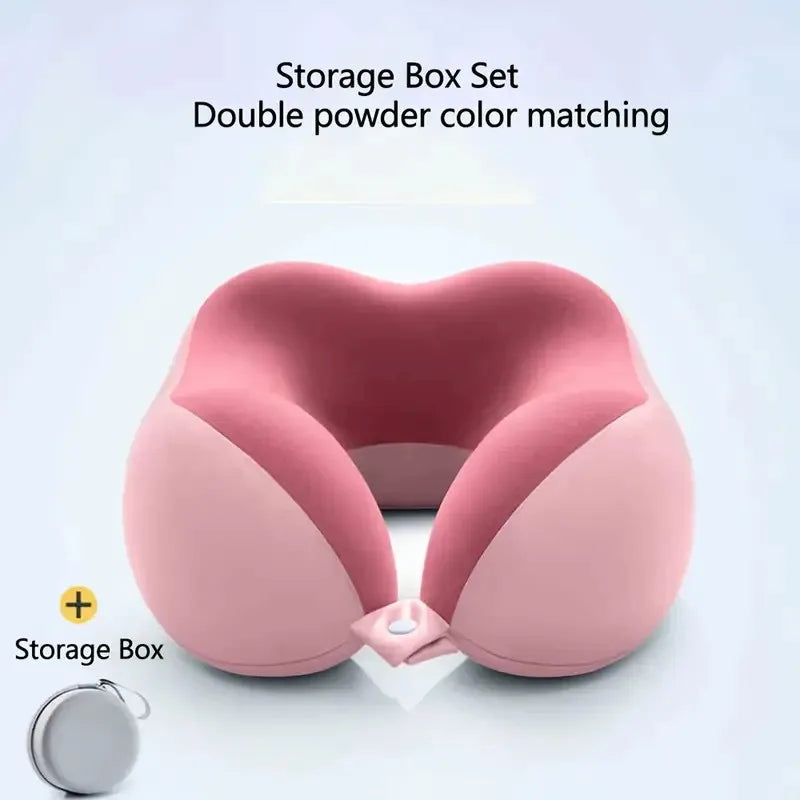 A set of ergonomic U-shaped travel pillows with storage bags - slow rebound neck support for airplanes, offices, and cars - mach