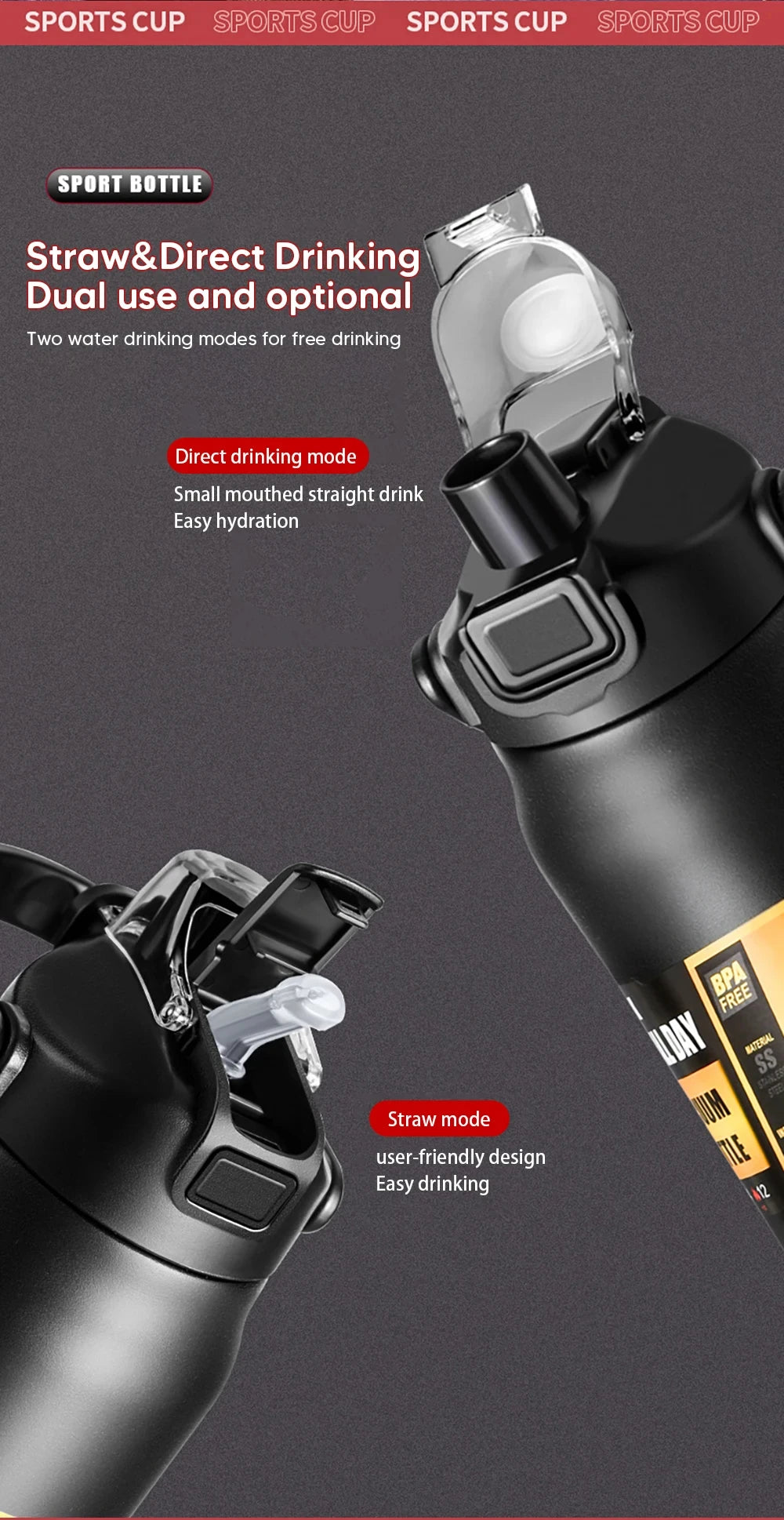 1.5L Tumbler Large Capacity Thermo Bottle With Straw Stainless Steel Thermal Water Bottle Cold and Hot Thermo Cup Vacuum Flasks