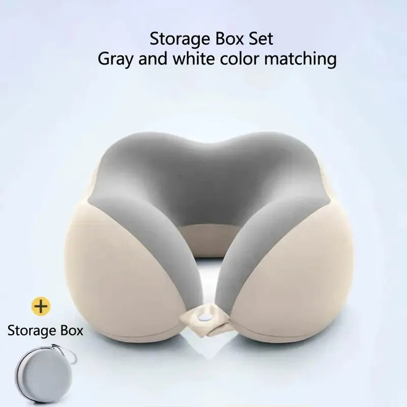 A set of ergonomic U-shaped travel pillows with storage bags - slow rebound neck support for airplanes, offices, and cars - mach
