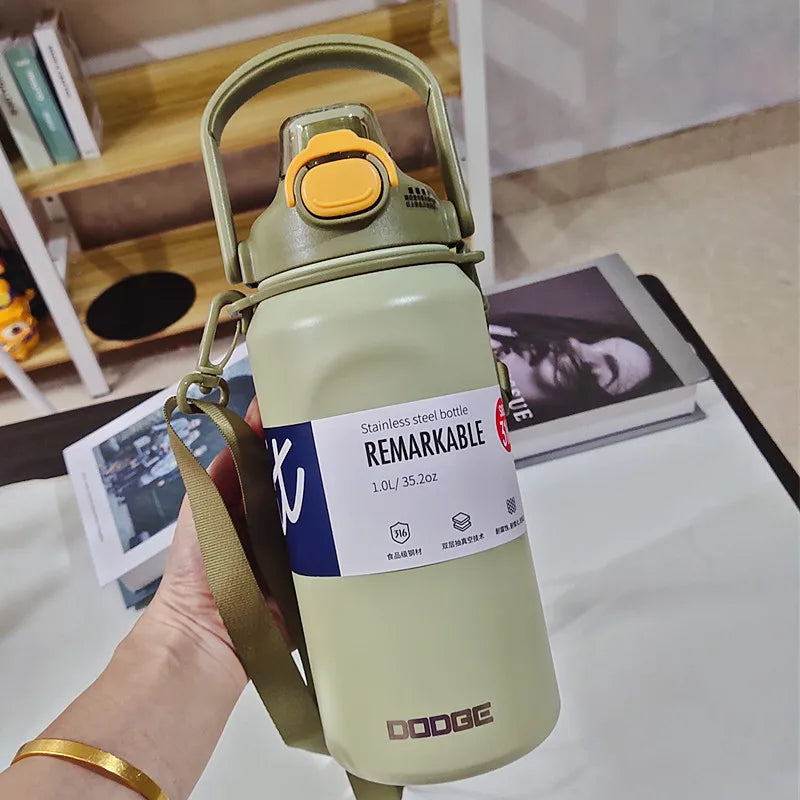 1000ML Large Capacity Thermo Bottle Stainless Steel Thermal Water Bottle Tumbler Cold and Hot Vacuum Flask Travel Insulated Cup