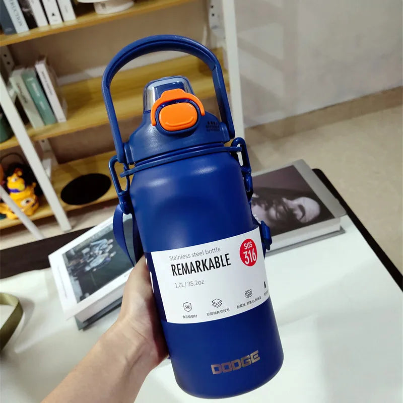 1000ML Large Capacity Thermo Bottle Stainless Steel Thermal Water Bottle Tumbler Cold and Hot Vacuum Flask Travel Insulated Cup