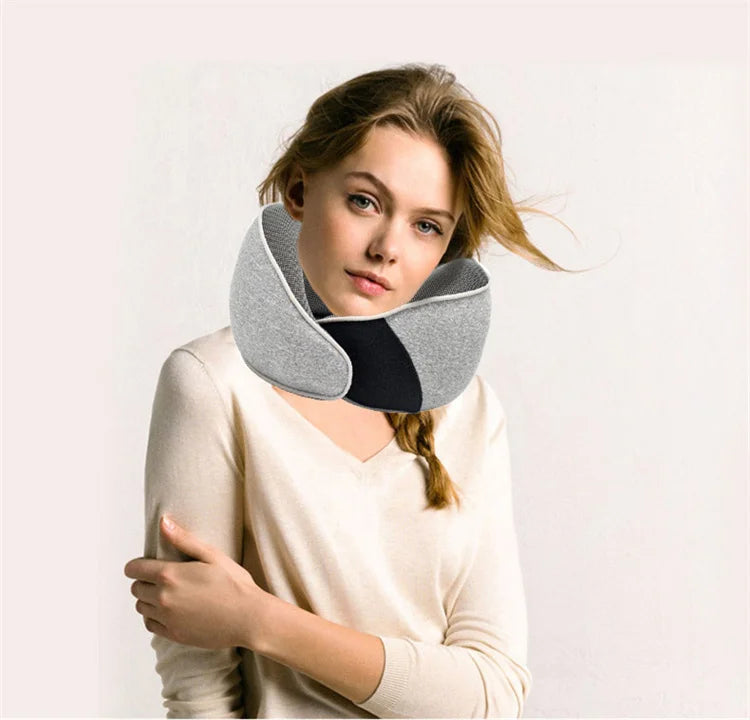 Travel Neck Pillow Premium Memory Foam Neck Pillow for Comfort on Airplane 360º Ergonomic Design with Washable Modal Cover JAF8X