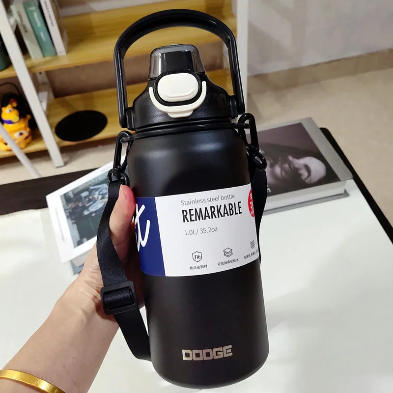 1000ML Large Capacity Thermo Bottle Stainless Steel Thermal Water Bottle Tumbler Cold and Hot Vacuum Flask Travel Insulated Cup