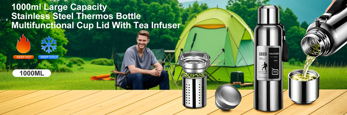 1L Thermal Water Bottle Keep Cold and Hot Water Bottle Thermos for Water Tea Coffee Vacuum Flasks Stainless Steel Thermos Bottle