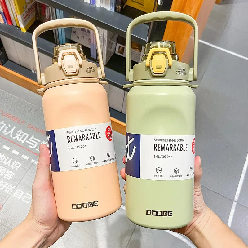 1000ML Large Capacity Thermo Bottle Stainless Steel Thermal Water Bottle Tumbler Cold and Hot Vacuum Flask Travel Insulated Cup