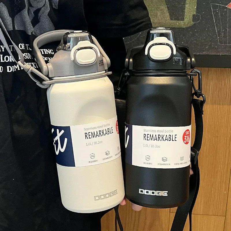 1000ML Large Capacity Thermo Bottle Stainless Steel Thermal Water Bottle Tumbler Cold and Hot Vacuum Flask Travel Insulated Cup