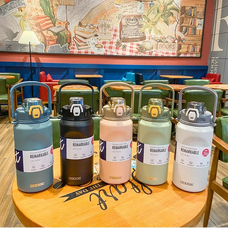 1000ML Large Capacity Thermo Bottle Stainless Steel Thermal Water Bottle Tumbler Cold and Hot Vacuum Flask Travel Insulated Cup