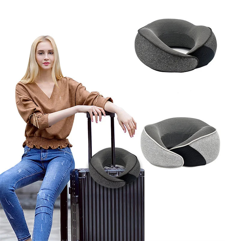 Travel Neck Pillow Premium Memory Foam Neck Pillow for Comfort on Airplane 360º Ergonomic Design with Washable Modal Cover JAF8X