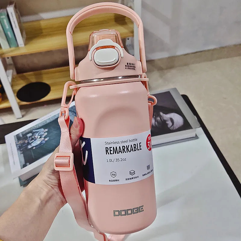 1000ML Large Capacity Thermo Bottle Stainless Steel Thermal Water Bottle Tumbler Cold and Hot Vacuum Flask Travel Insulated Cup