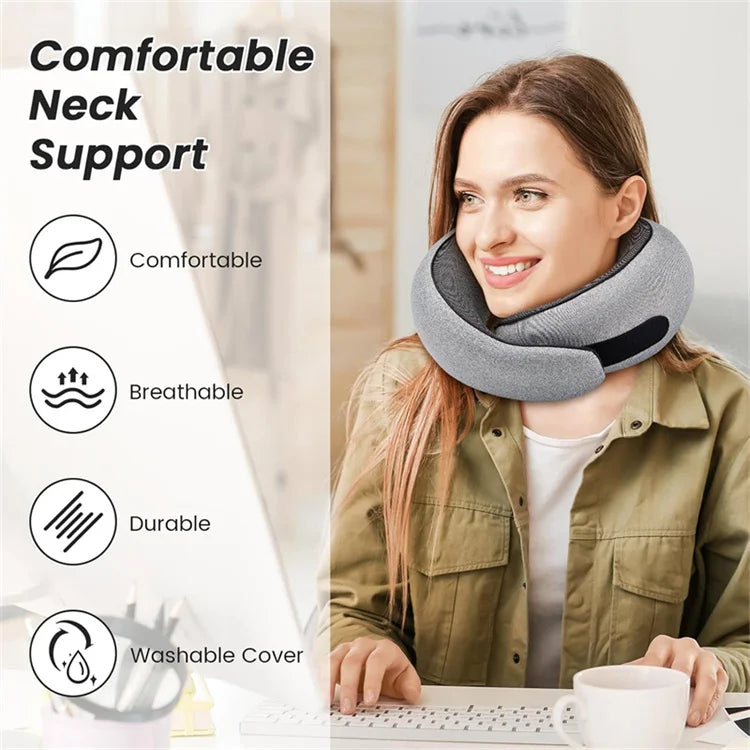 Travel Neck Pillow Premium Memory Foam Neck Pillow for Comfort on Airplane 360º Ergonomic Design with Washable Modal Cover JAF8X